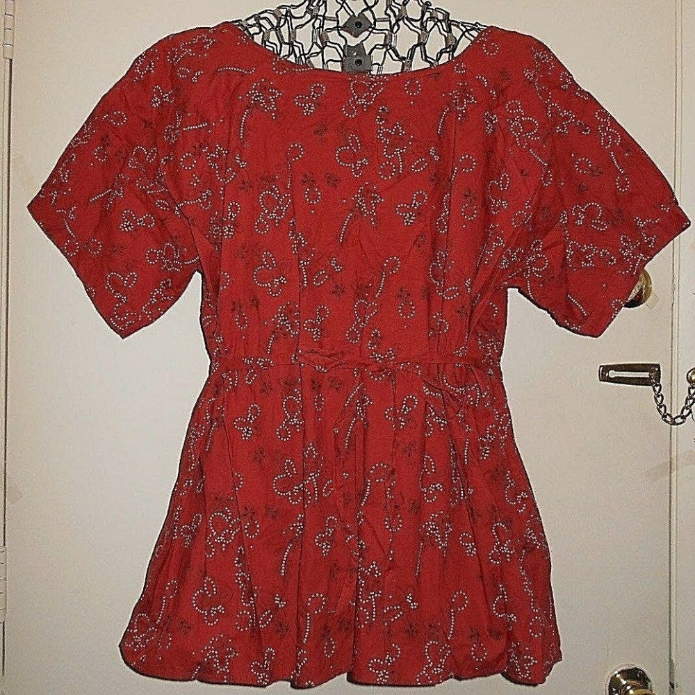 Floral Print Cotton Soft Comfy Tie Back Cute Fun Shirt Blouse Top - Picture 2 of 3